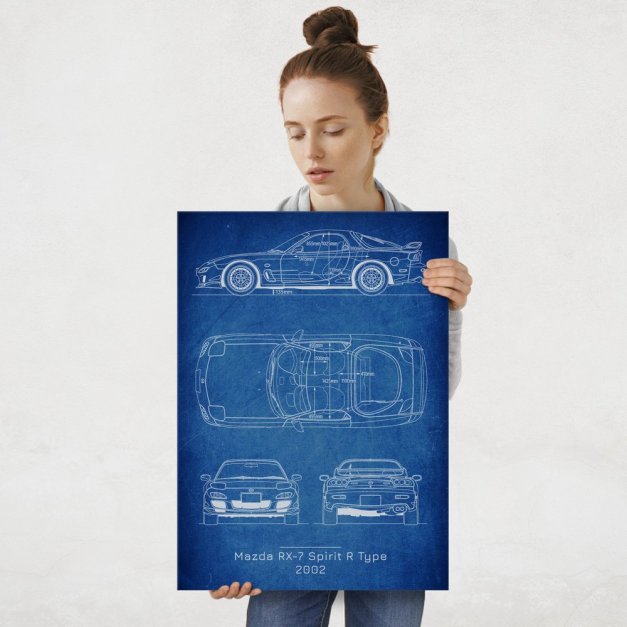 Plakat metalowy Mazda RX-7 Spirit R Type Projekt Cobalt L