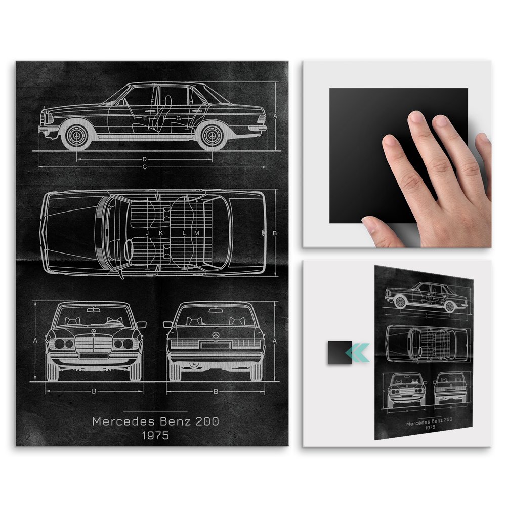 Plakat metalowy Mercedes Benz 200 Projekt Graphite M