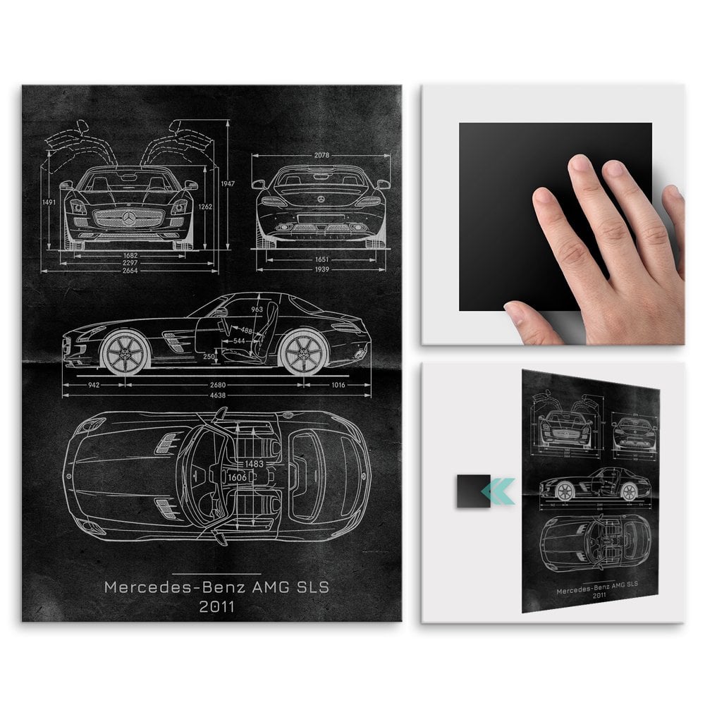 Plakat metalowy Mercedes Benz AMG SLS Projekt Graphite L