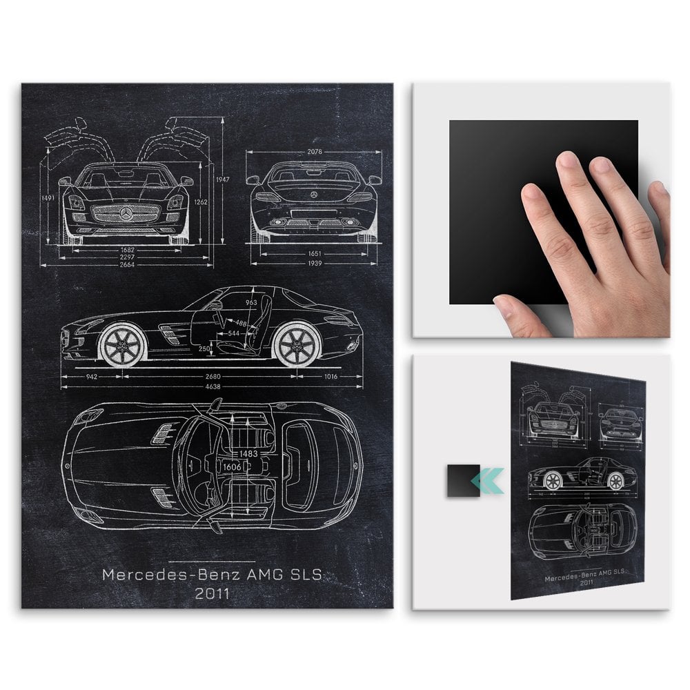 Plakat metalowy Mercedes Benz AMG SLS Projekt Blackboard L