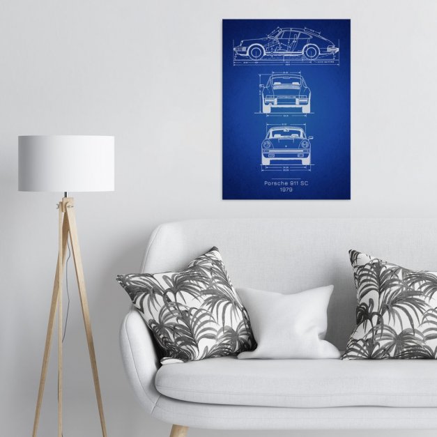 Plakat metalowy Porsche 911 SC Projekt Blueprint L