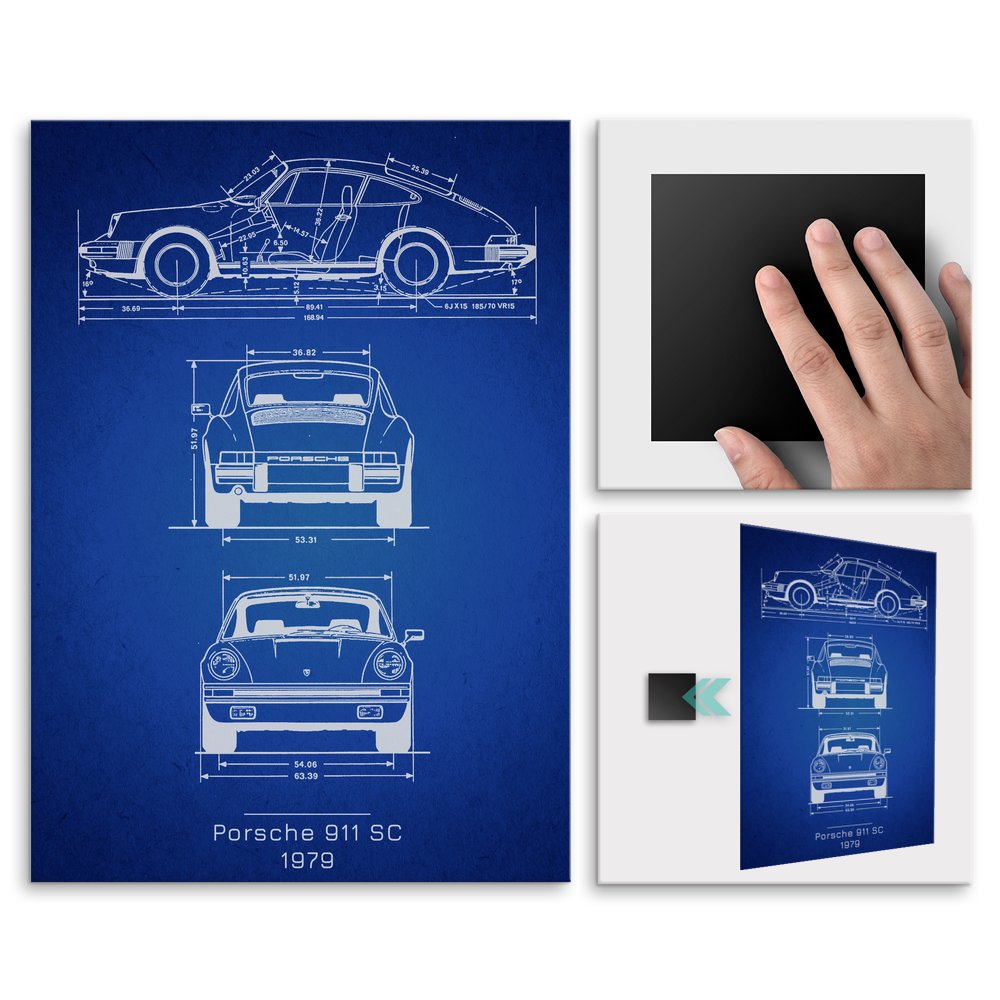 Plakat metalowy Porsche 911 SC Projekt Blueprint L
