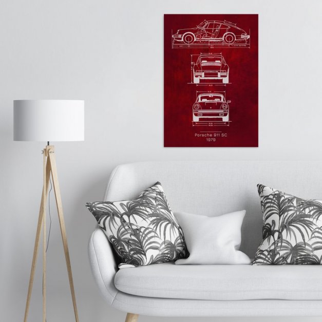 Plakat metalowy Porsche 911 SC Projekt Scarlet L