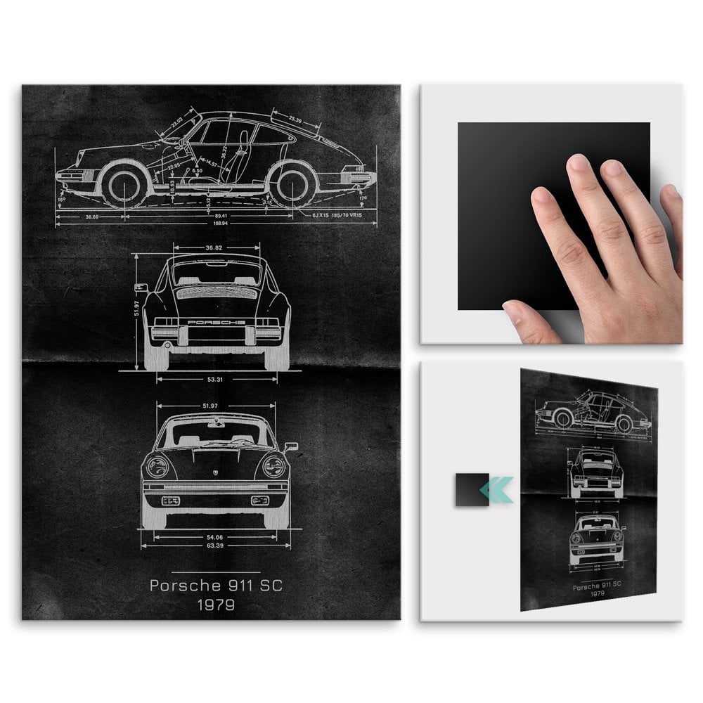 Plakat metalowy Porsche 911 SC Projekt Graphite L