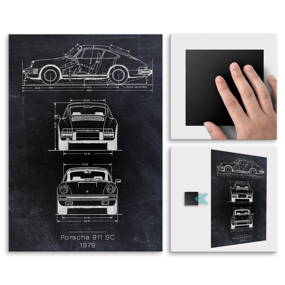 Plakat metalowy Porsche 911 SC Projekt Blackboard M