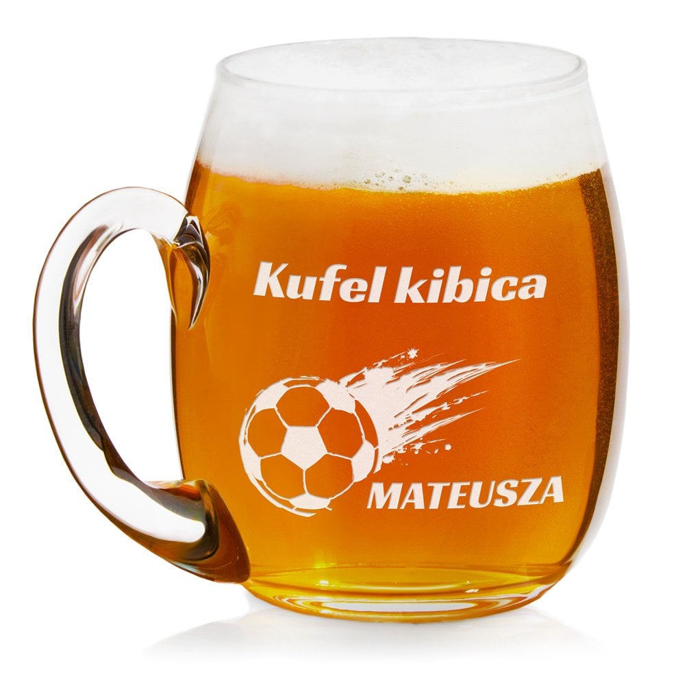 Kufel szklany do piwa z grawerem dla kibica pikarza