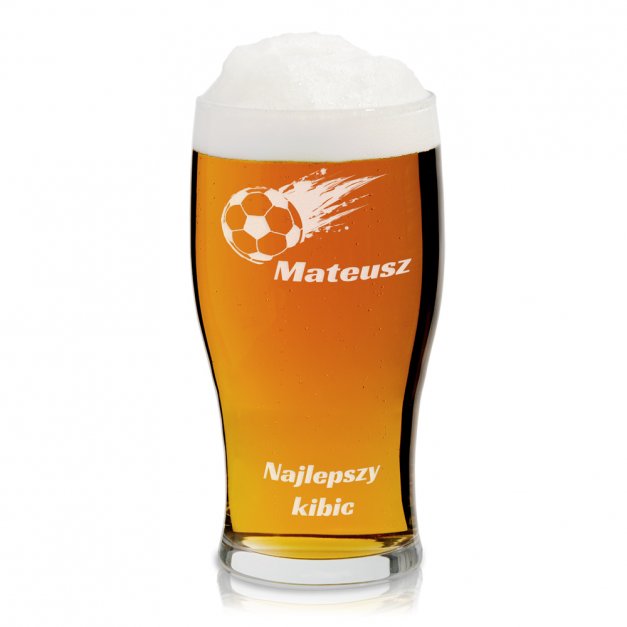 Kufel szklany szklanka do piwa z grawerem dla kibica piłkarza