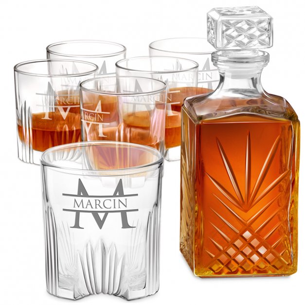 Karafka kryształowa do whisky z 6 szklankami zestaw z grawerem dla niego na imieniny