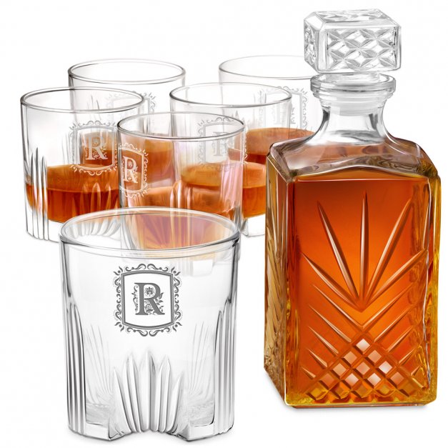 Karafka kryształowa do whisky z 6 szklankami zestaw z grawerem dla niego niej pary