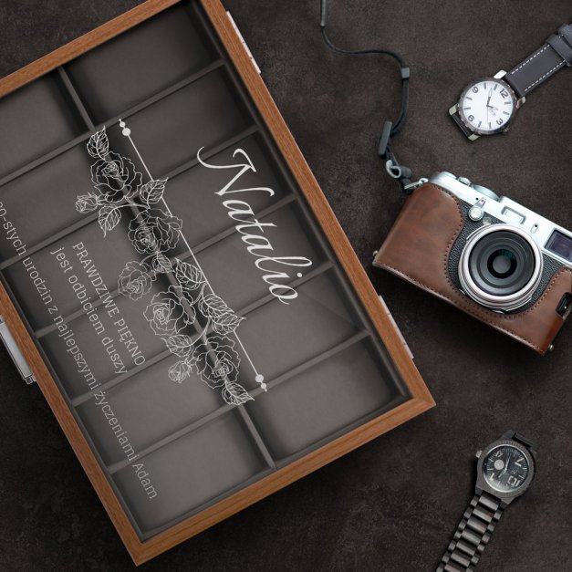 Szkatułka drewniana kuferek na zegarki z grawerem dla niej na 30 urodziny