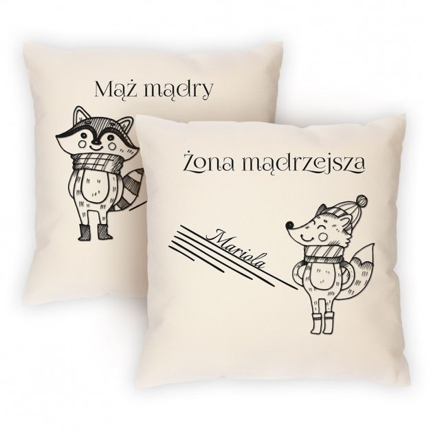 Poduszka bawełniana z nadrukiem dla pary na ślub