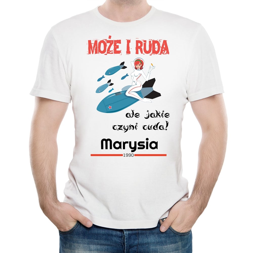 Koszulka biaa z nadrukiem dla niej na urodziny