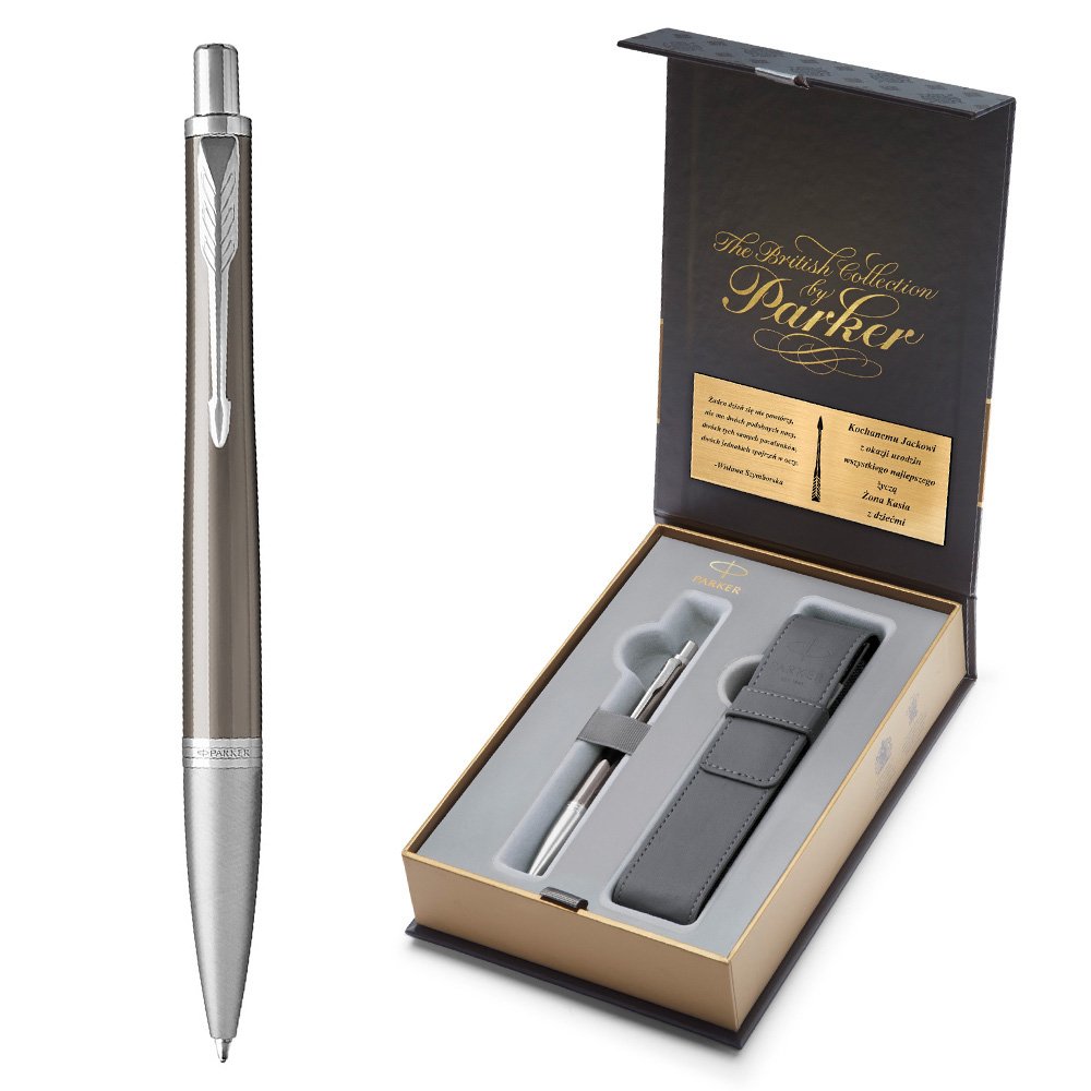 Zestaw Parker Dugopis Etui Urban Silvered CT GRAWER