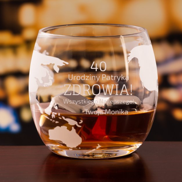 Zestaw do whisky karafka globus statek z 2 szklankami z grawerem dla niego na 40 urodziny