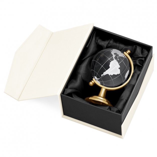 Globus szklany kryształ z nadrukiem dla ojca chrzestnego na urodziny podziękowanie ślubne