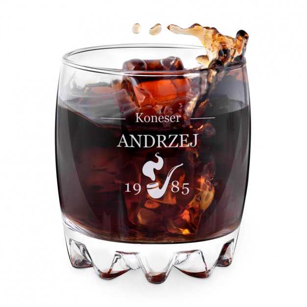 Szklanka grawerowana sylwana z dedykacją dla konesera whisky