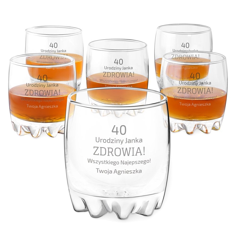 Szklanki grawerowane sylwana x6 z dedykacj dla niego na urodziny