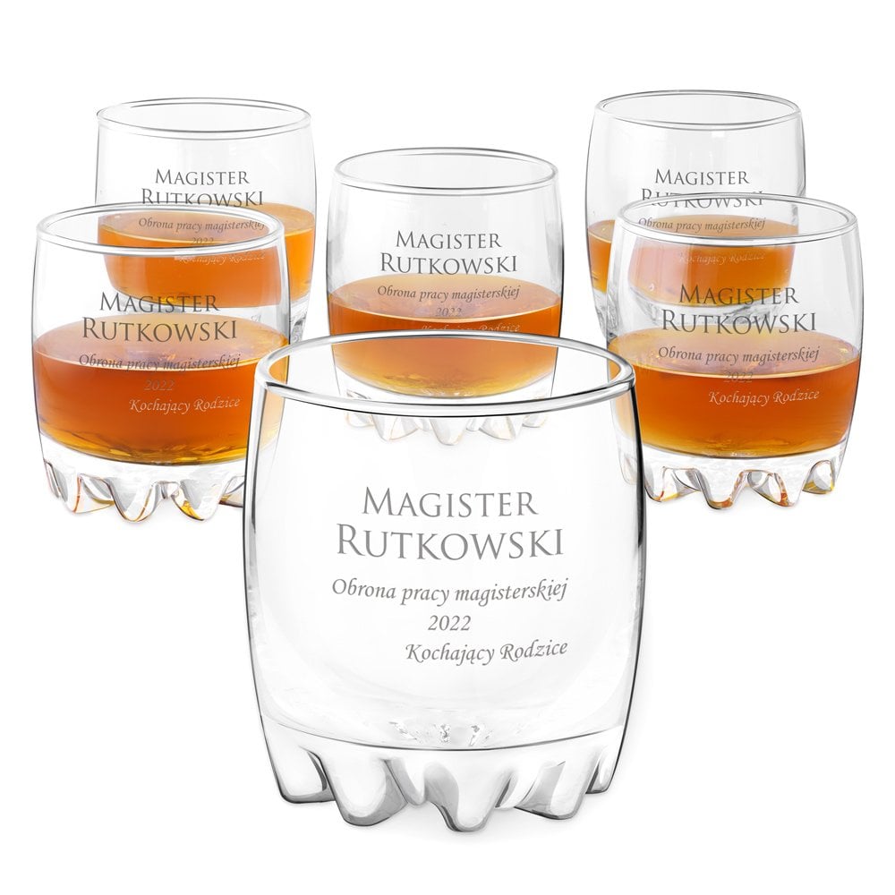 Szklanki grawerowane sylwana x6 z dedykacj dla magistra na obron