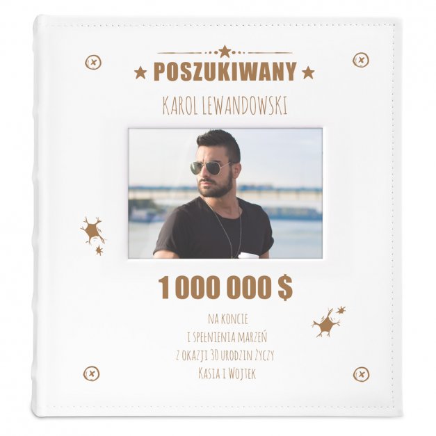 Album na zdjęcia z okienkiem i grawerem dla niego na 30 urodziny