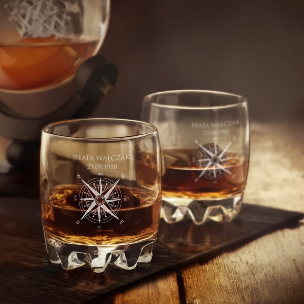Karafka globus 6 szklanek sylwana zestaw do whisky grawer dla podróżnika
