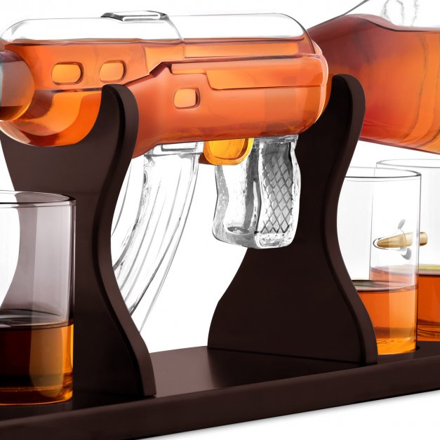 Karafka karabin 4 szklanki zestaw z grawerem dla konesera whisky na imieniny
