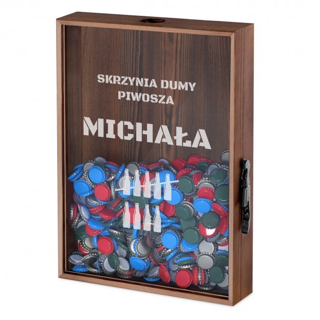 Skrzynka na kapsle z nadrukiem dla piwosza na imieniny