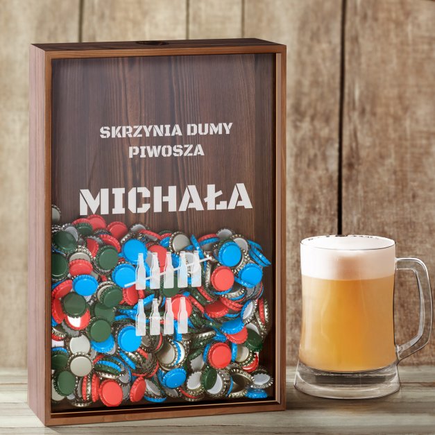 Skrzynka na kapsle z nadrukiem dla piwosza na imieniny