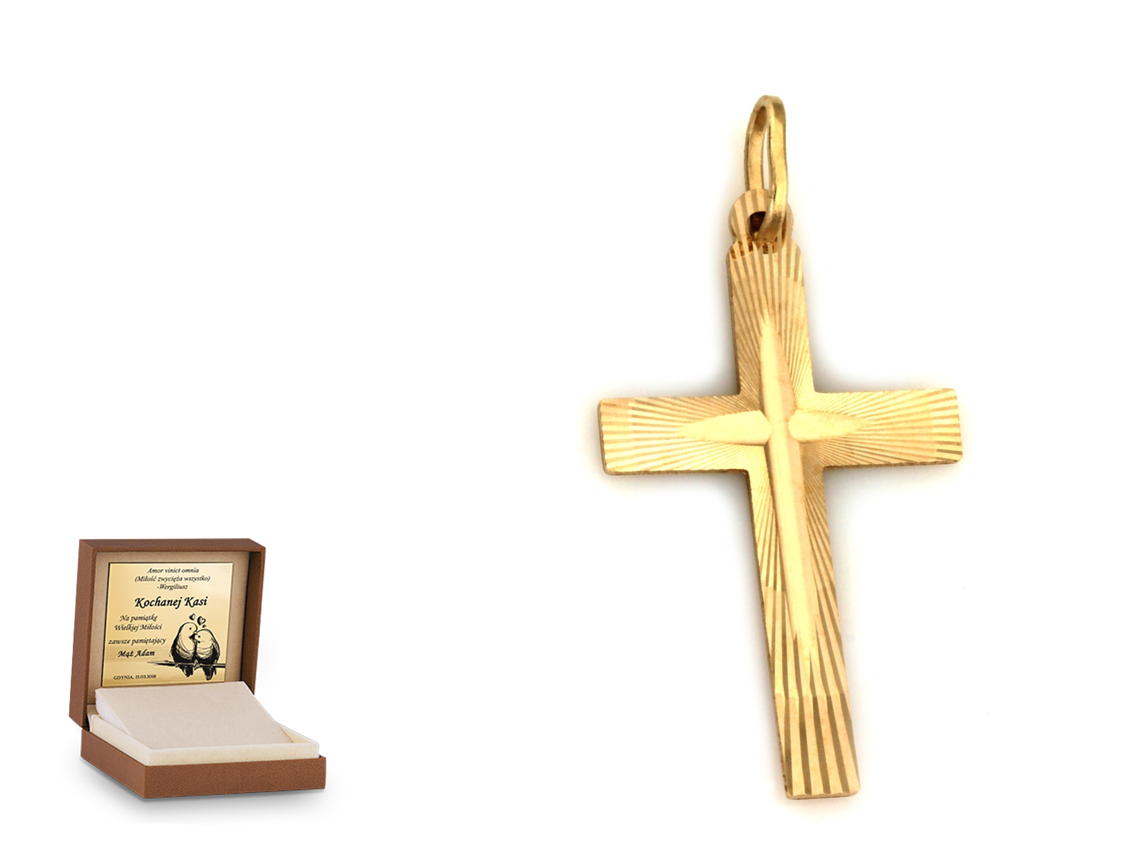 Złota zawieszka 585 krzyżyk krzyżyk prezent