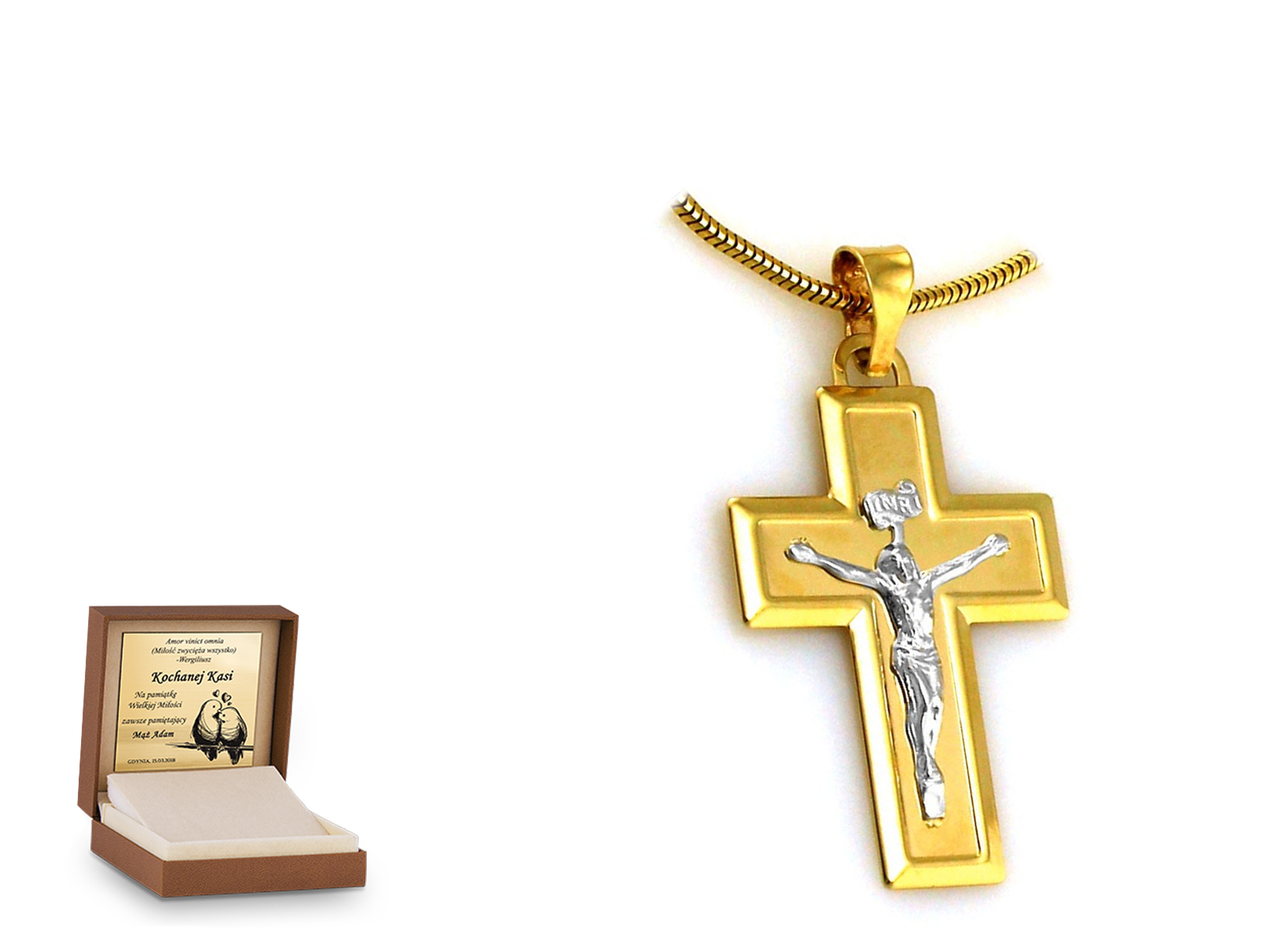 Złota zawieszka 333 krzyżyk krzyżyk prezent