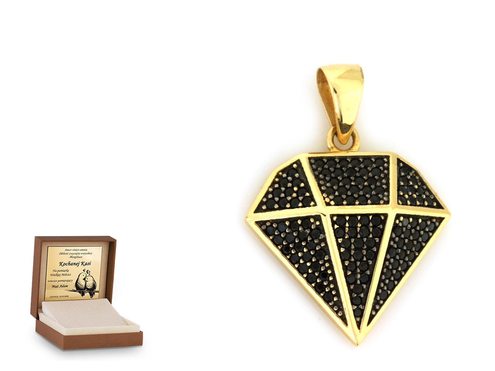 Złota zawieszka 585 symbol prezent grawer
