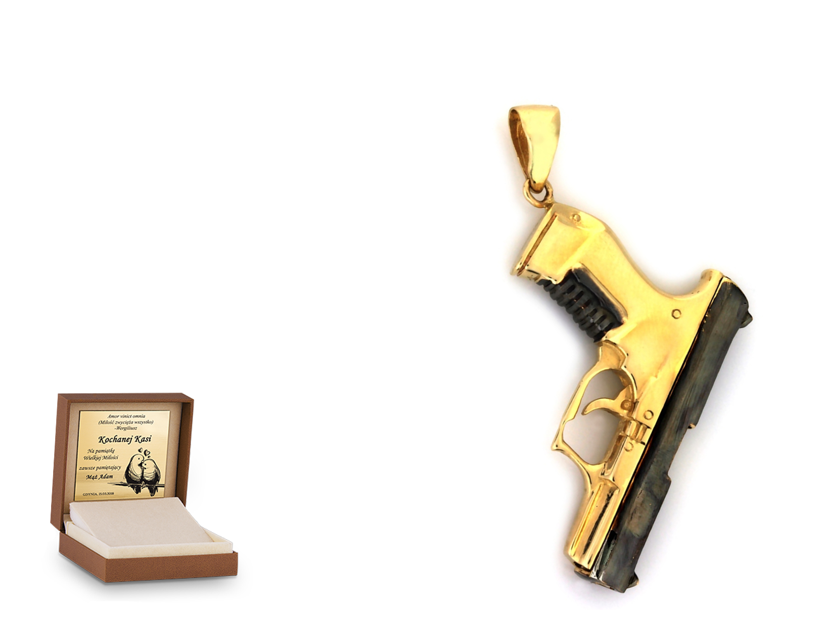Złota zawieszka 585 symbol prezent grawer