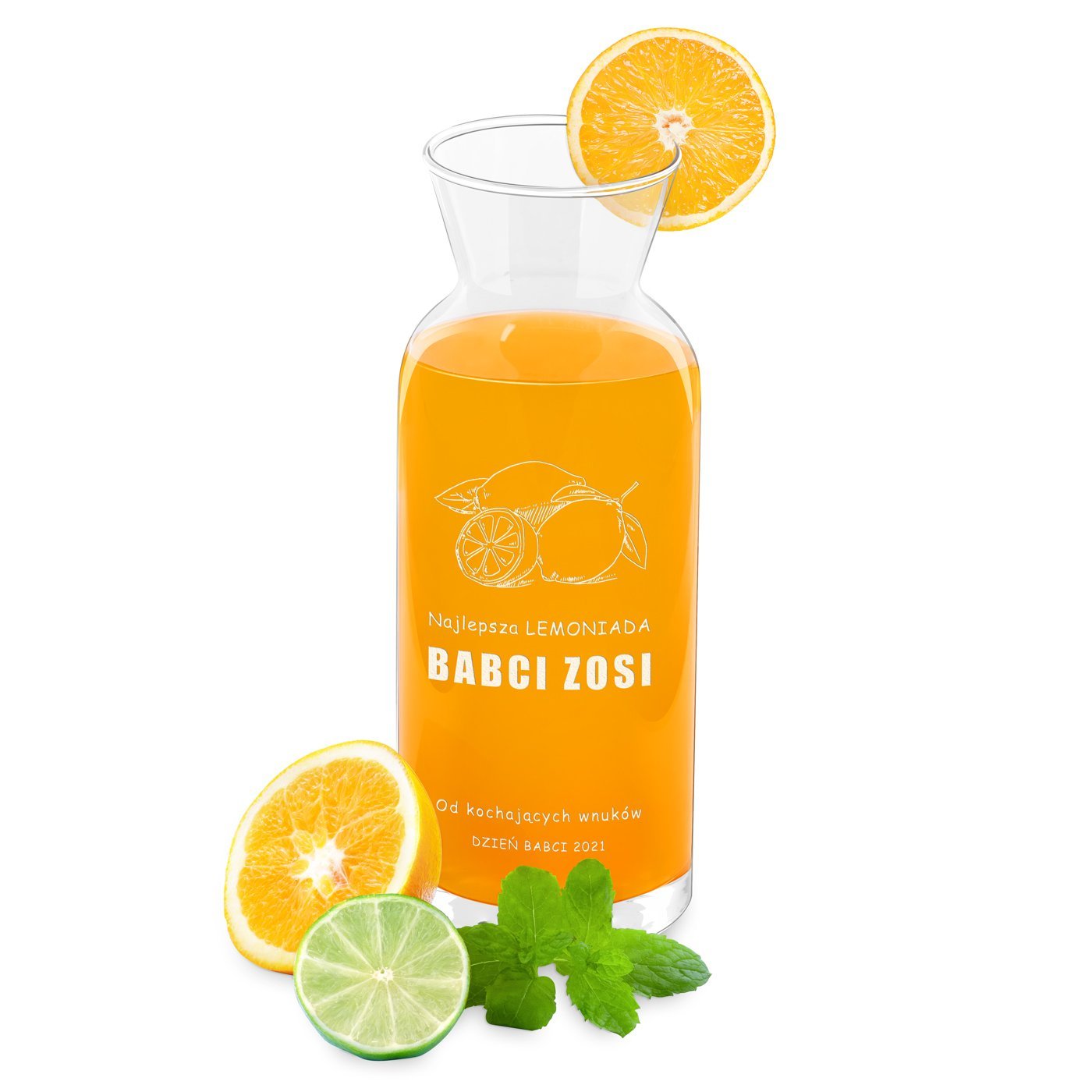 Karafka szklana na lemoniad grawer dla babci