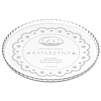 Patera szklana na ciasto bez nóżki grawer sekretny składnik miłość dla mamy