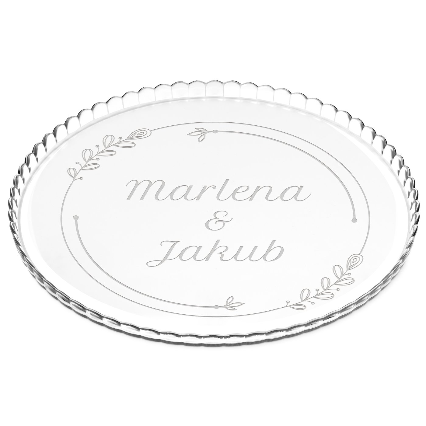 Patera szklana na ciasto bez nki grawer dla pary