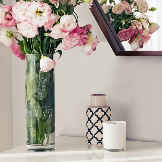 Wazon szklany na kwiaty dedykacja z grawerem dla dziewczyny żony na walentynki