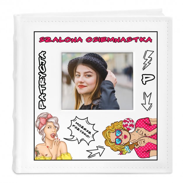 Album mały na zdjęcia z oknem i nadrukiem dla niej na 18 urodziny