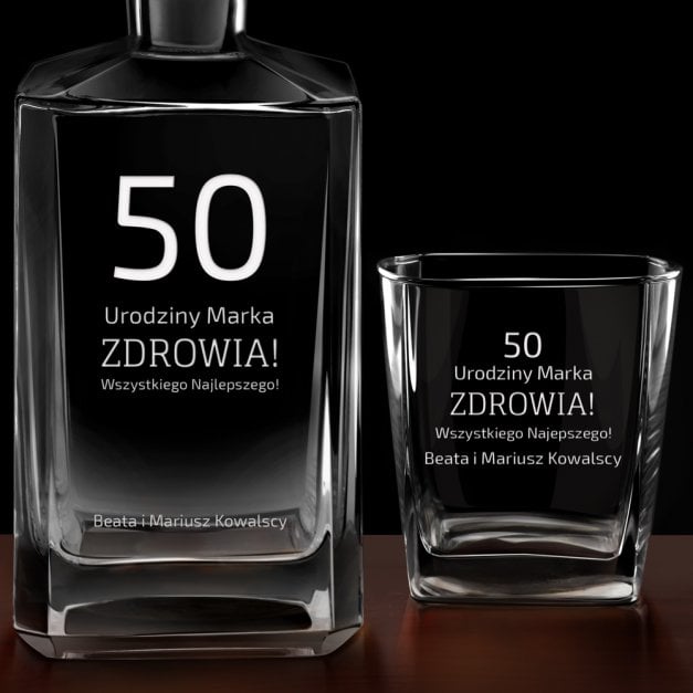 Karafka burbon 4 szklanki zestaw grawer dla niego na 50 urodziny