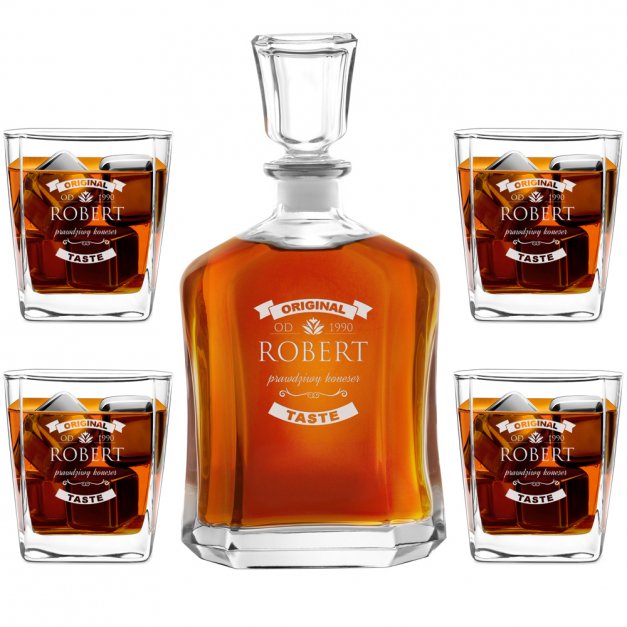 Zestaw karafka z 4 szklankami grawer dla konesera whisky