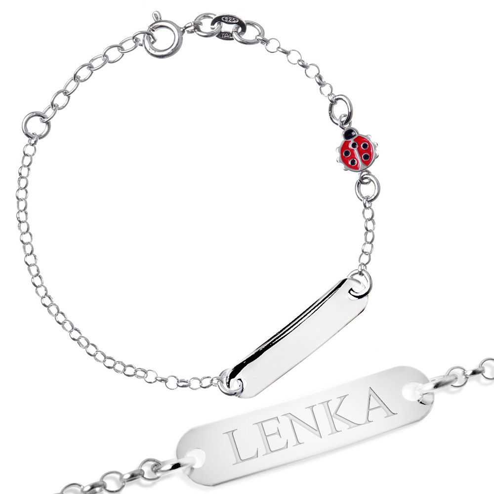 Srebrna Bransoletka 925 Biedronka ID Grawer