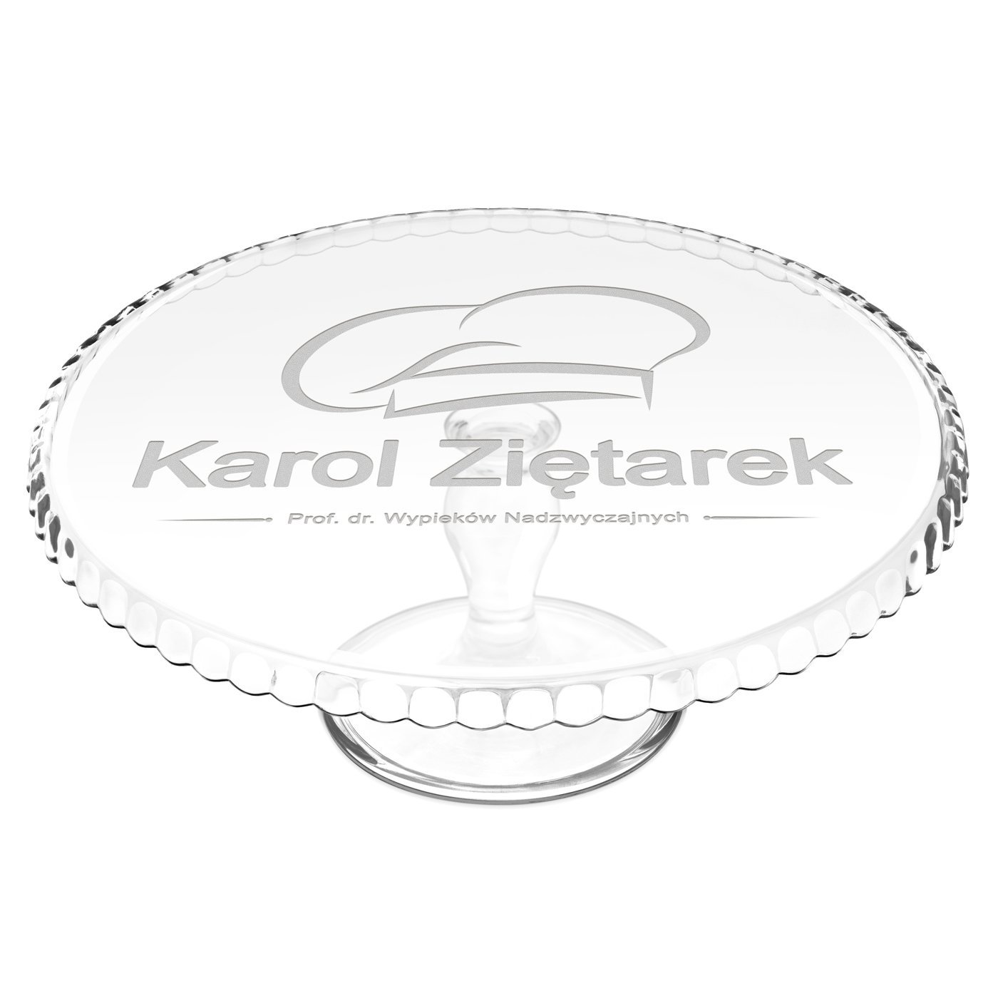 Patera szklana do ciasta z grawerem dla niego kucharza