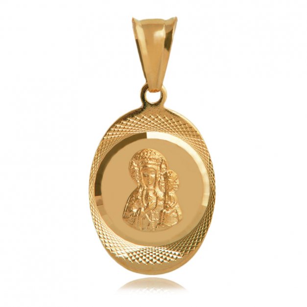 Srebrny Medalik 925 Złocony Matka Boska Grawer
