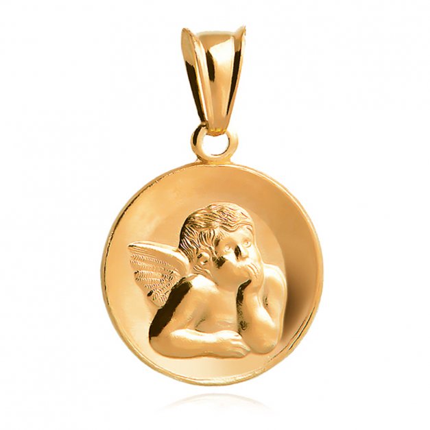 Srebrny Medalik 925 Złocony Aniołek Grawer
