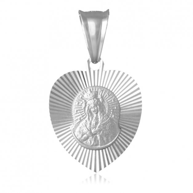 Srebrny Medalik 925 Matka Boska Serce Grawer