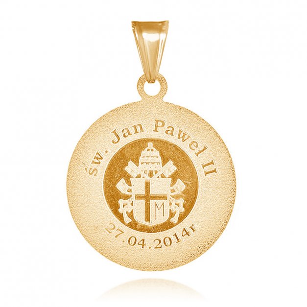 Srebrny Medalik 925 Złocony Jan Paweł II Grawer