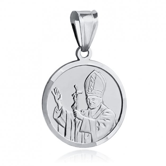 Srebrny Medalik 925 Jan Paweł II Grawer