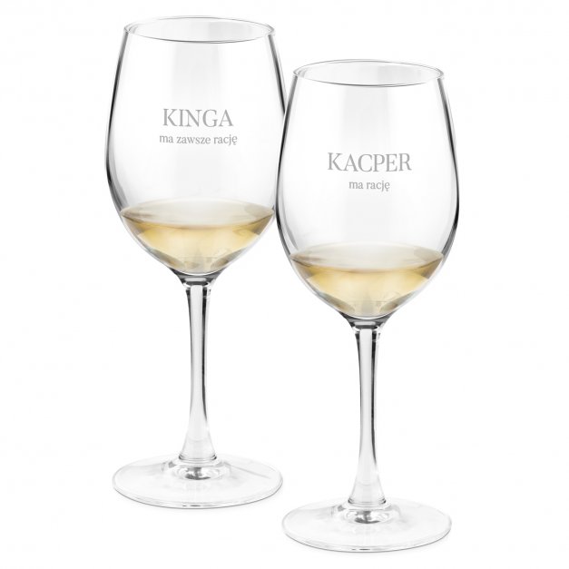 Kieliszki szklane do wina zestaw x2 grawer ona ma zawsze rację dla pary