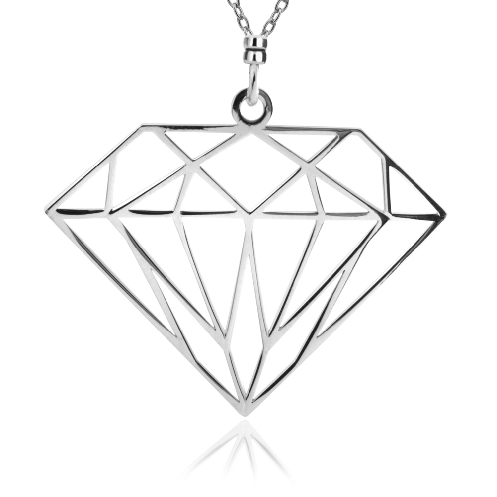 Srebrny Naszyjnik 925 Geometryczny Diament Grawer