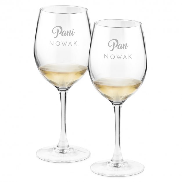Kieliszki szklane do wina zestaw x2 grawer pani pan dla pary