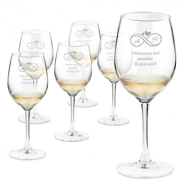Kieliszki szklane do wina zestaw x6 z grawerem dla pary