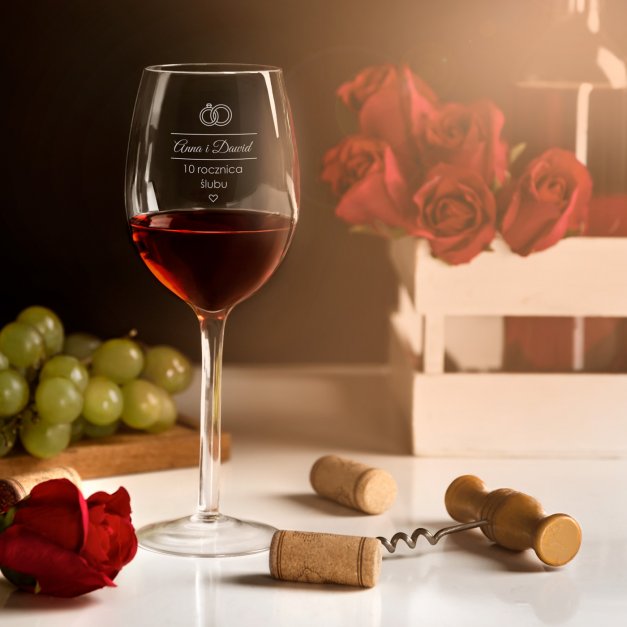 Kieliszki szklane do wina zestaw x6 z grawerem dla pary na rocznicę ślubu